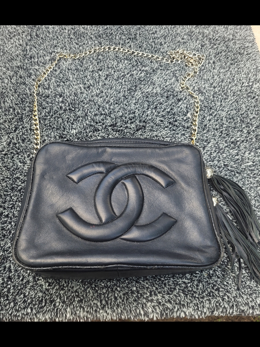 Chanel Black Quilted Lambskin Camera Bag with Chain Strap